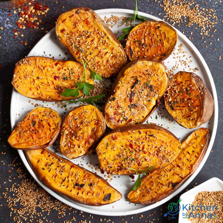 Miso Butter Roasted Sweet Potatoes