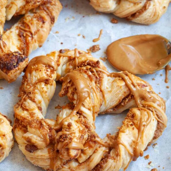 Biscoff puff pastry pretzels