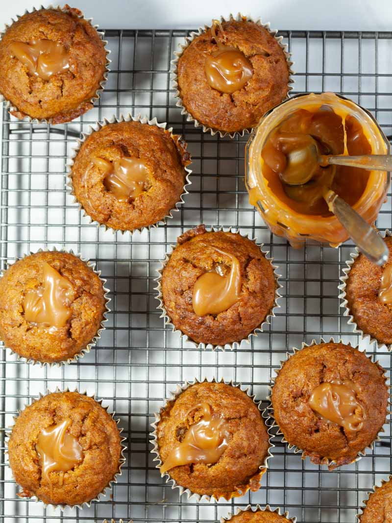 Carrot cupcakes with salted caramel