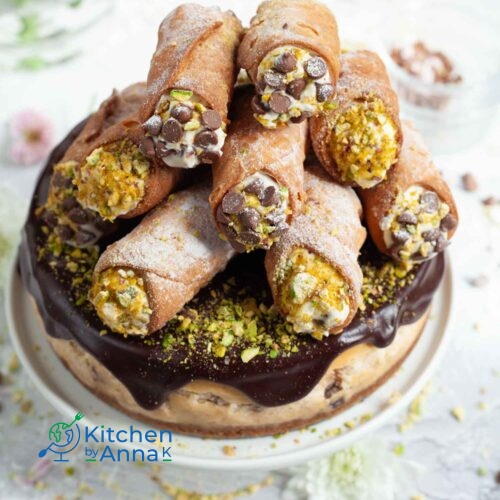 Baked ricotta cannoli cheesecake-image