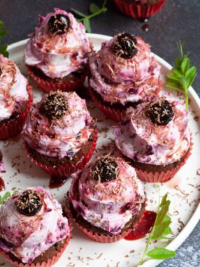 Black forest brownie cupcakes