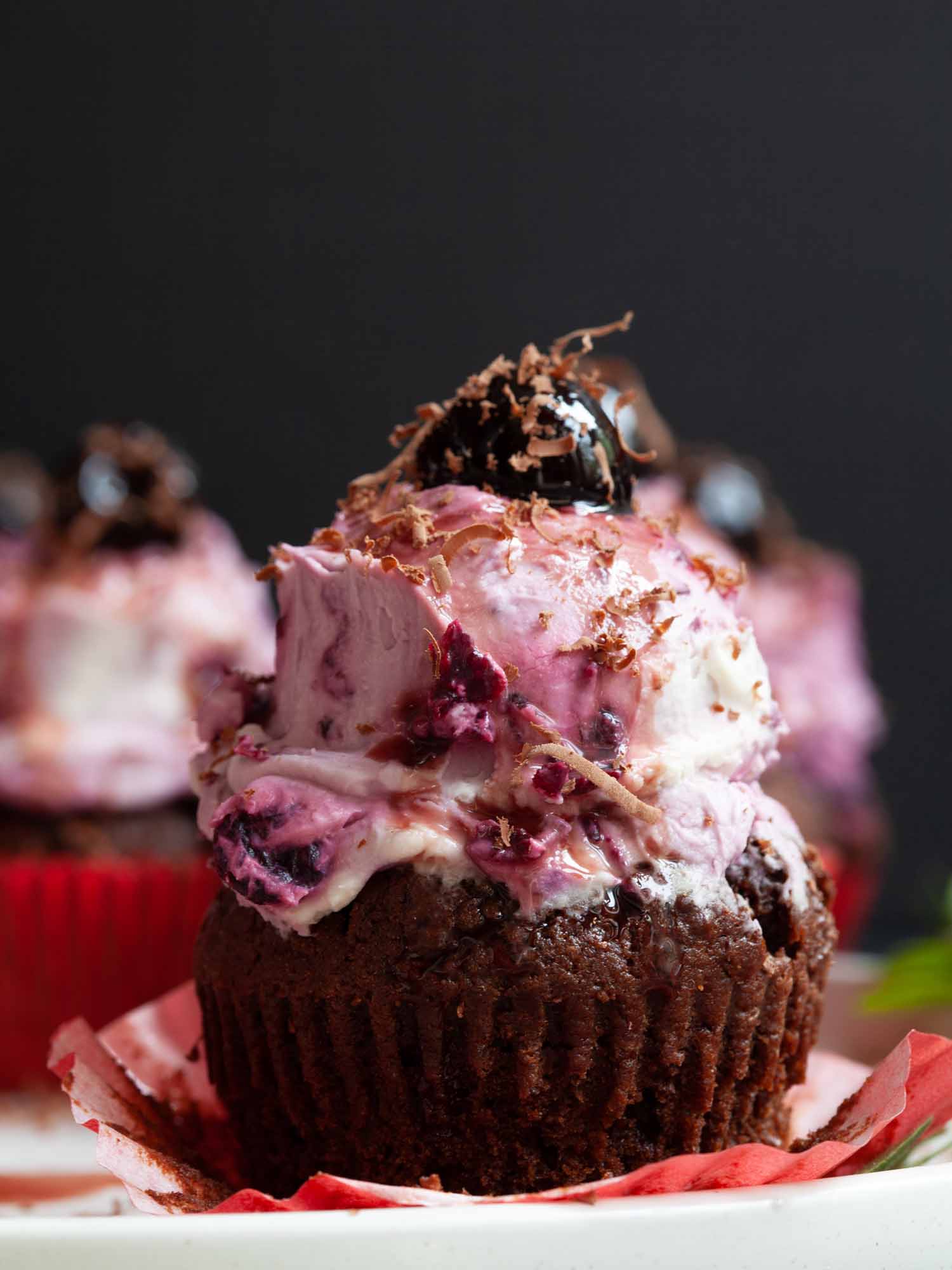 Black forest brownie cupcakes