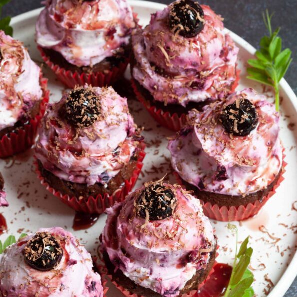 Black forest brownie cupcakes