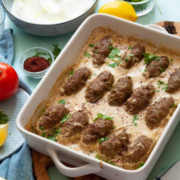 Lamb kofta in tahini sauce