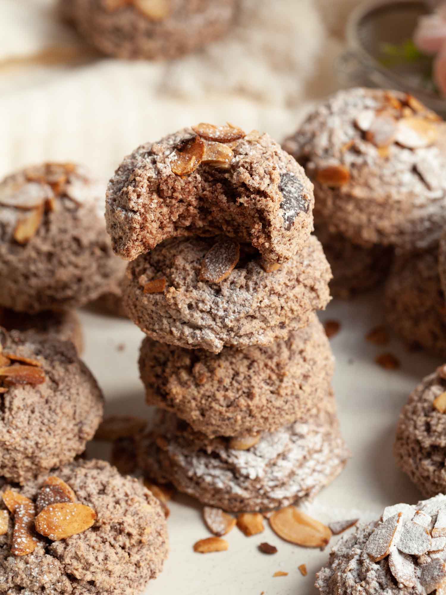 Gluten-free almond and chocolate meringue cookies