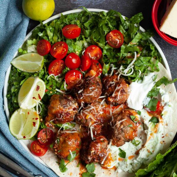 Beef chili meatballs in tomato broth