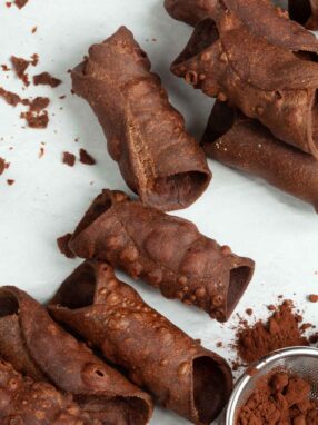 Homemade Italian cocoa cannoli shells