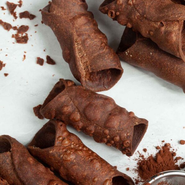 Homemade Italian cocoa cannoli shells