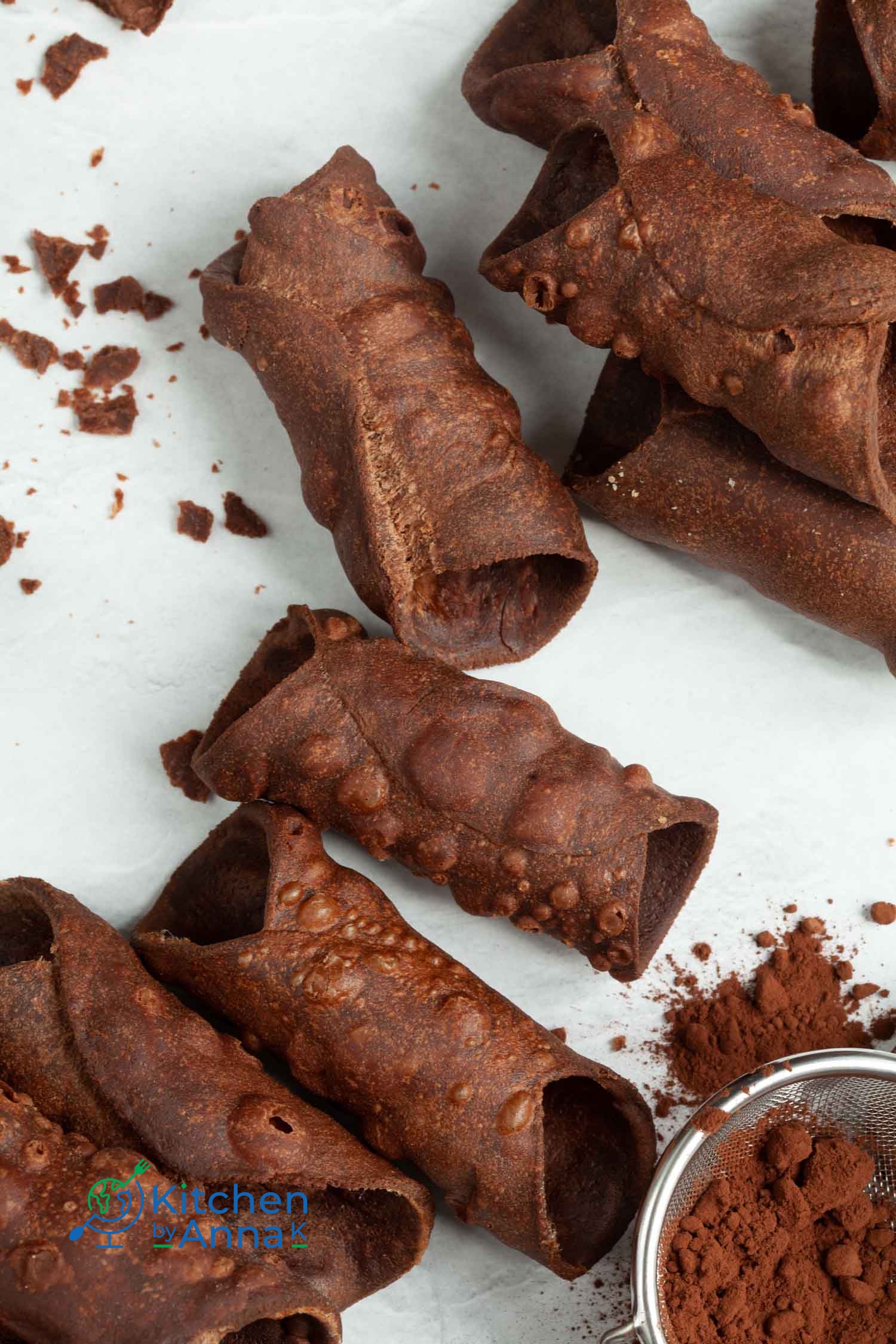 Homemade Italian cocoa cannoli shells