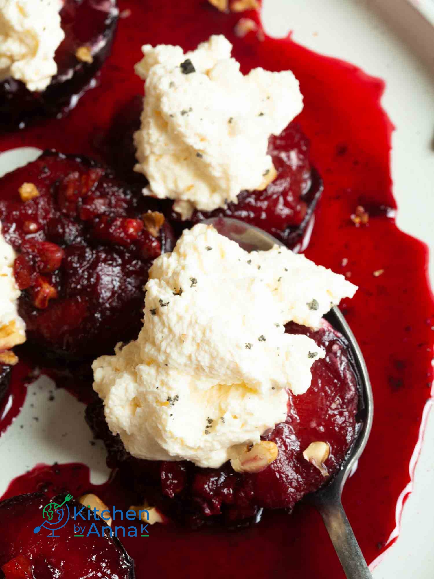 Whisky poached plums with whisky cream