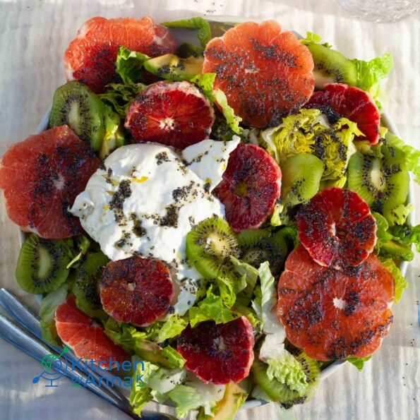 Citrus burrata salad with poppy honey dressing