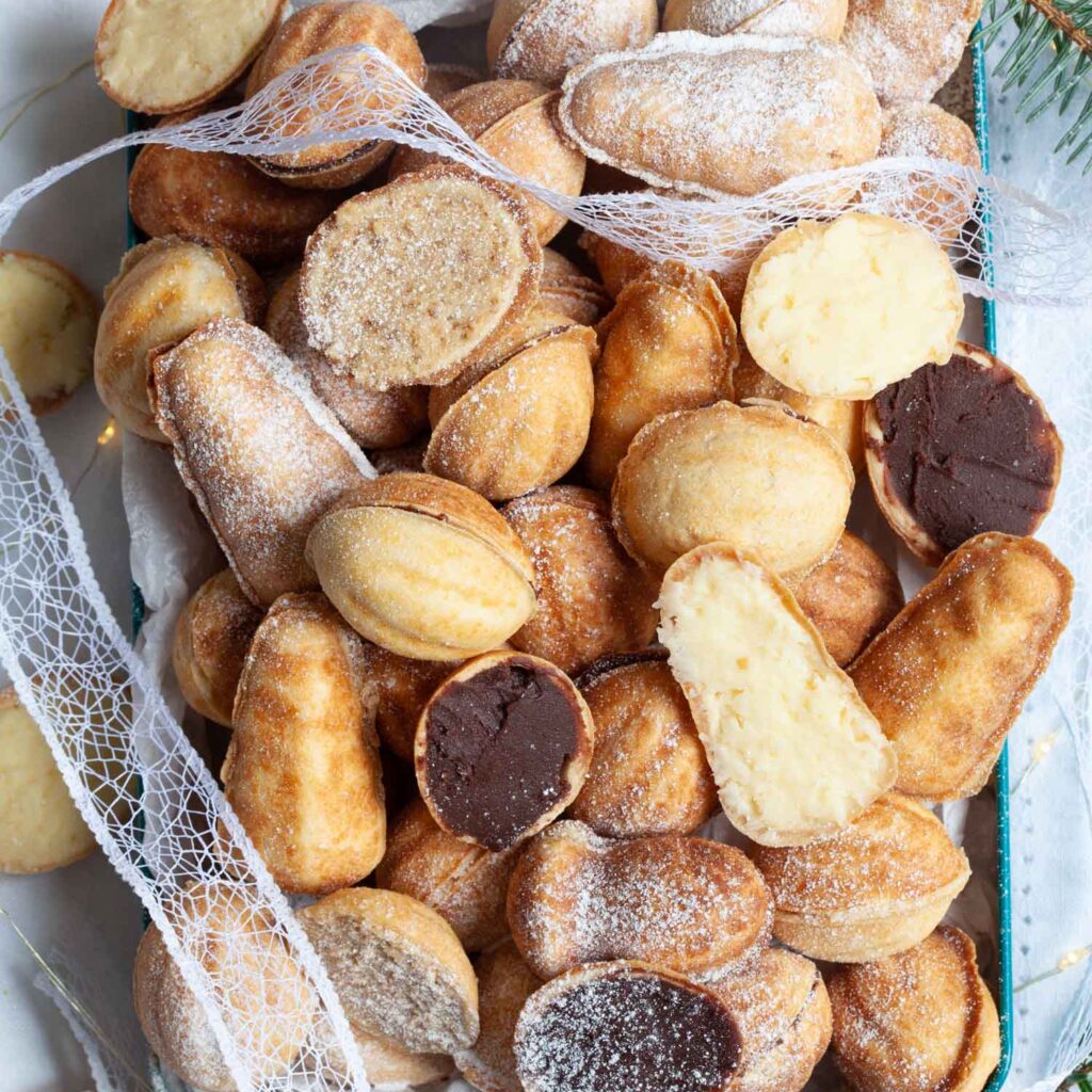 Orzeszki-Polish walnut shaped cookies filled with buttercream