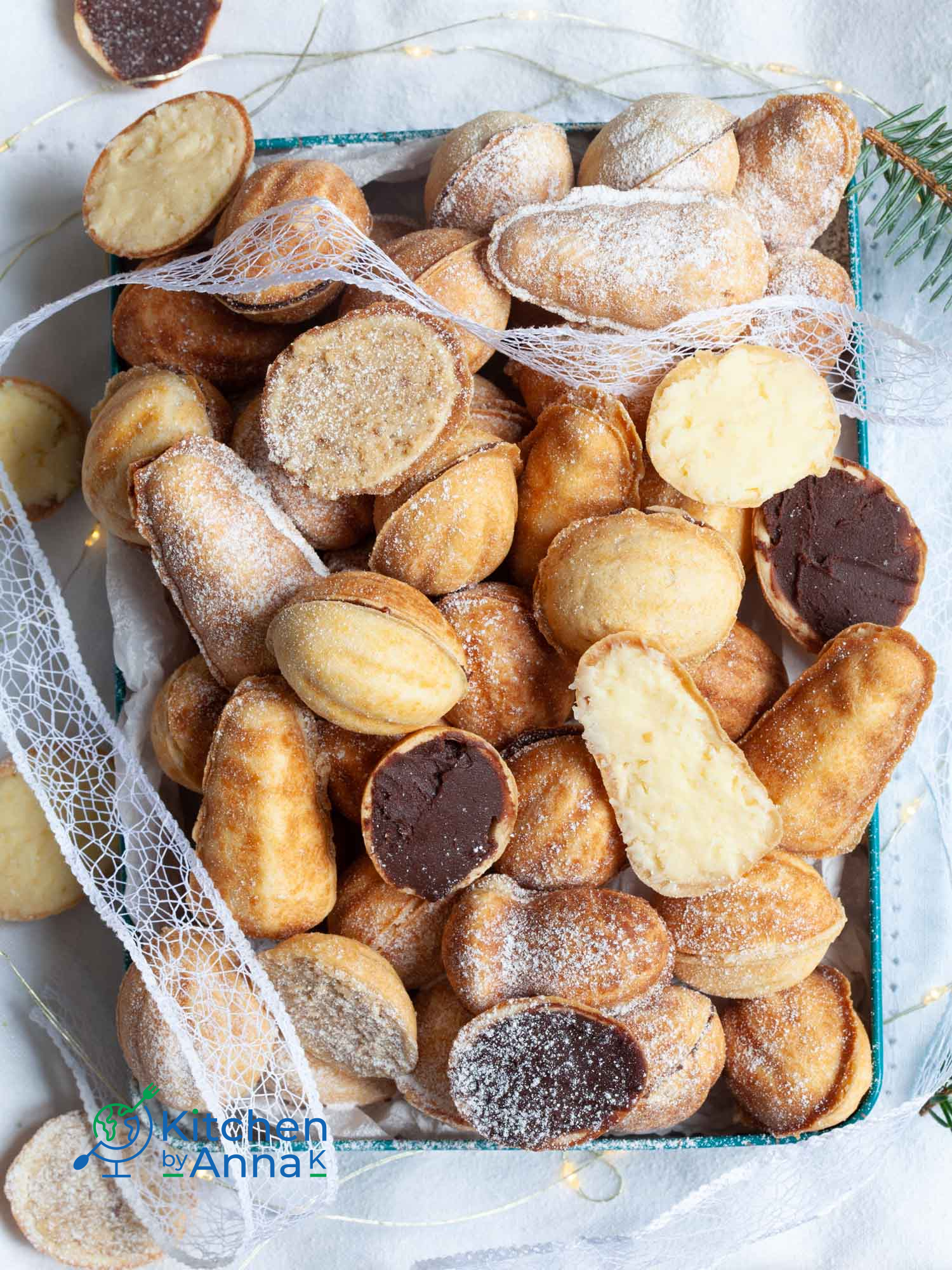 Orzeszki-Polish walnut shaped cookies filled with buttercream