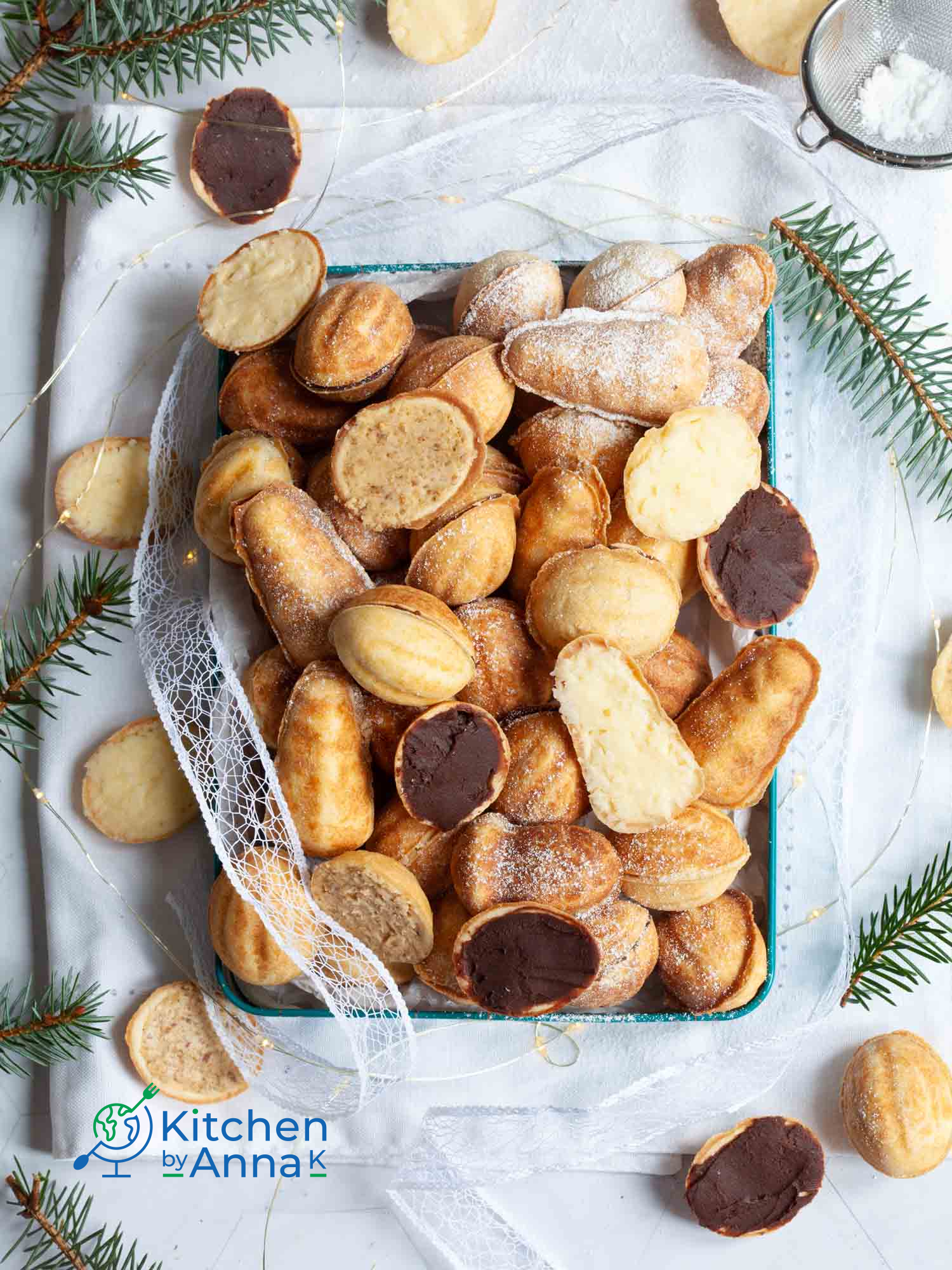 Orzeszki-Polish walnut shaped cookies filled with buttercream