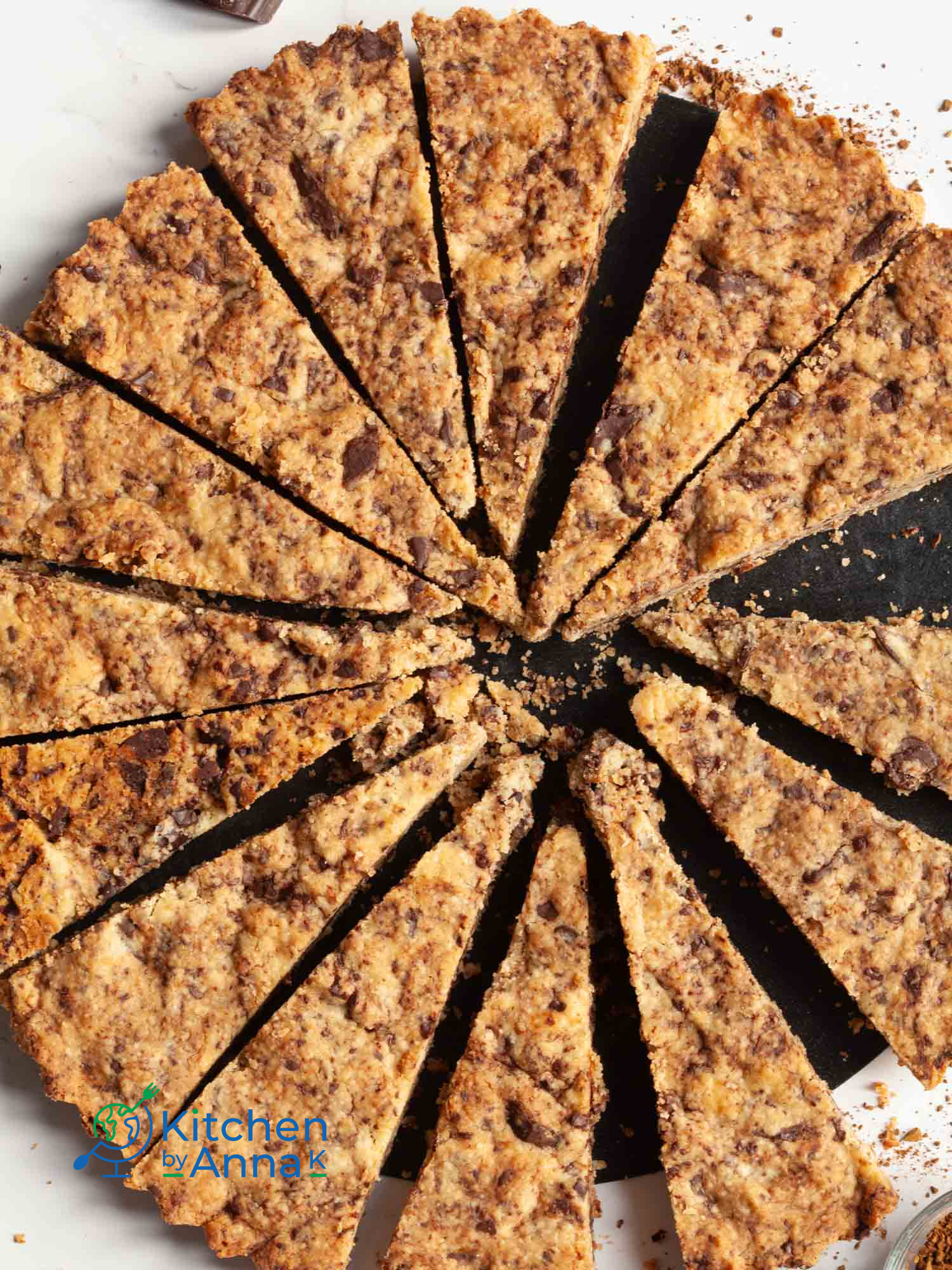 Coffee and chocolate chunks shortbread