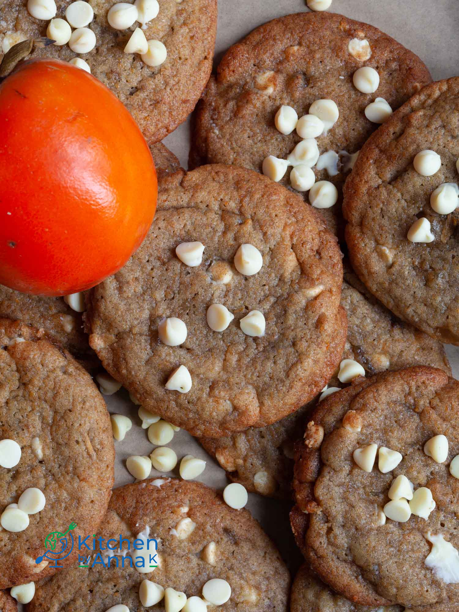 Ginger persimmon white chocolate chip cookies