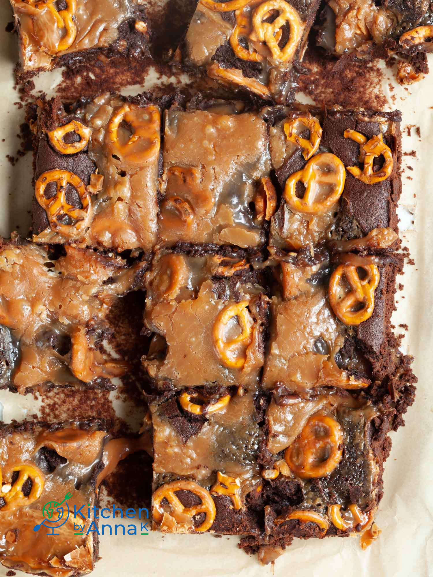 Salted caramel pretzel brownies