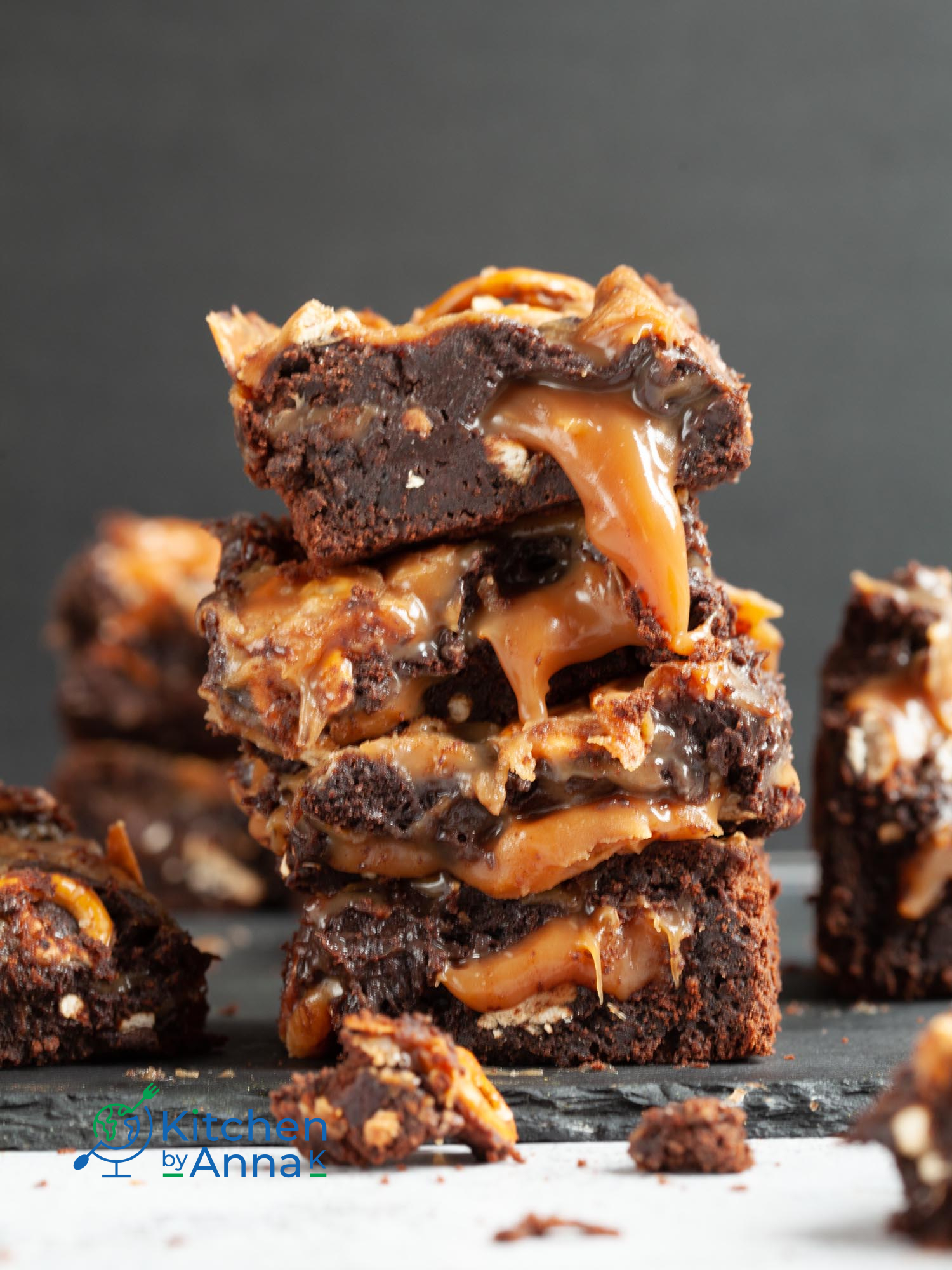 Salted caramel pretzel brownies