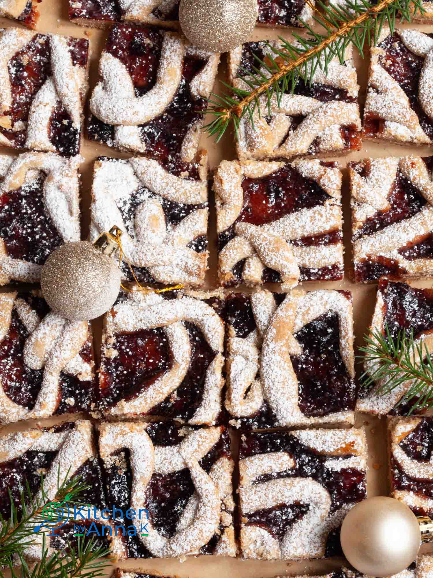 Linzer almond cookie bars