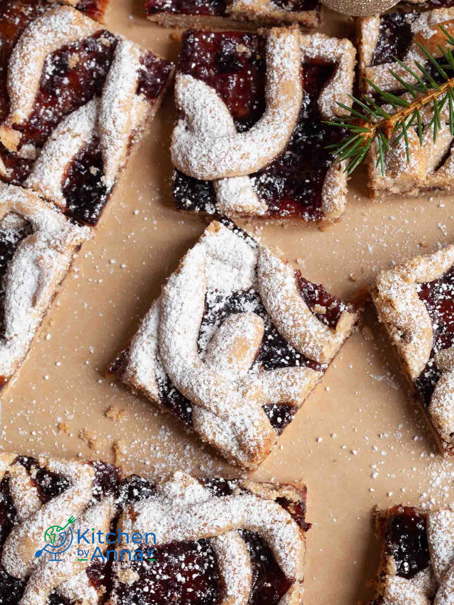 Linzer almond cookie bars