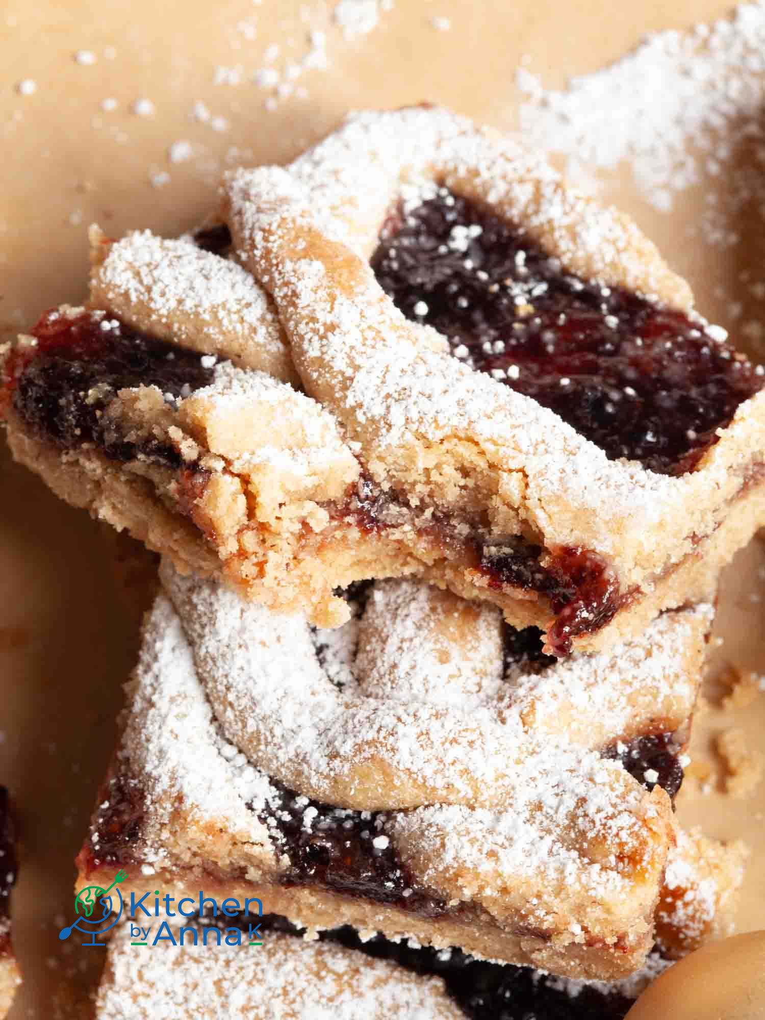 Linzer almond cookie bars