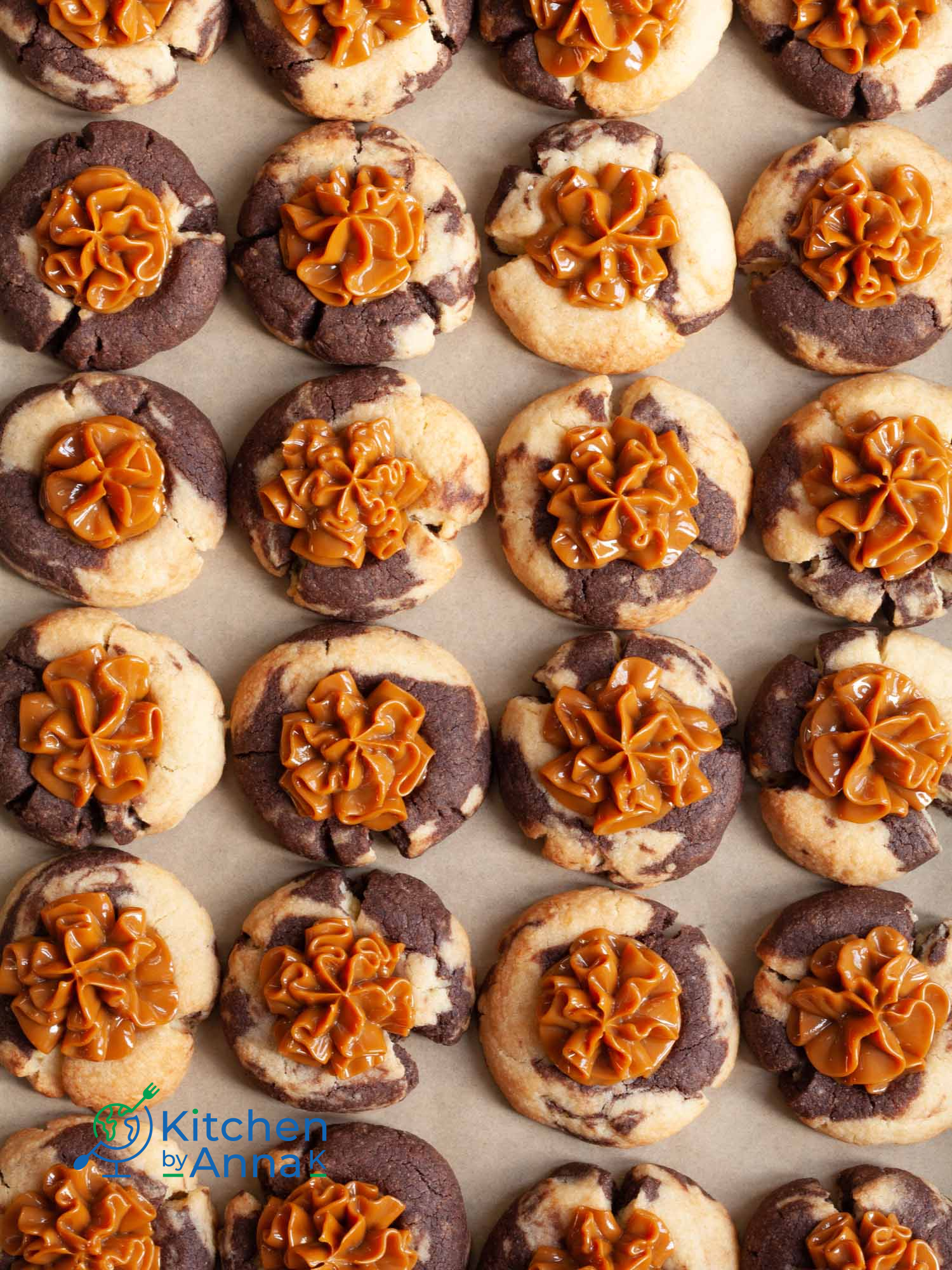 Marble thumbprint cookies with dulce de leche