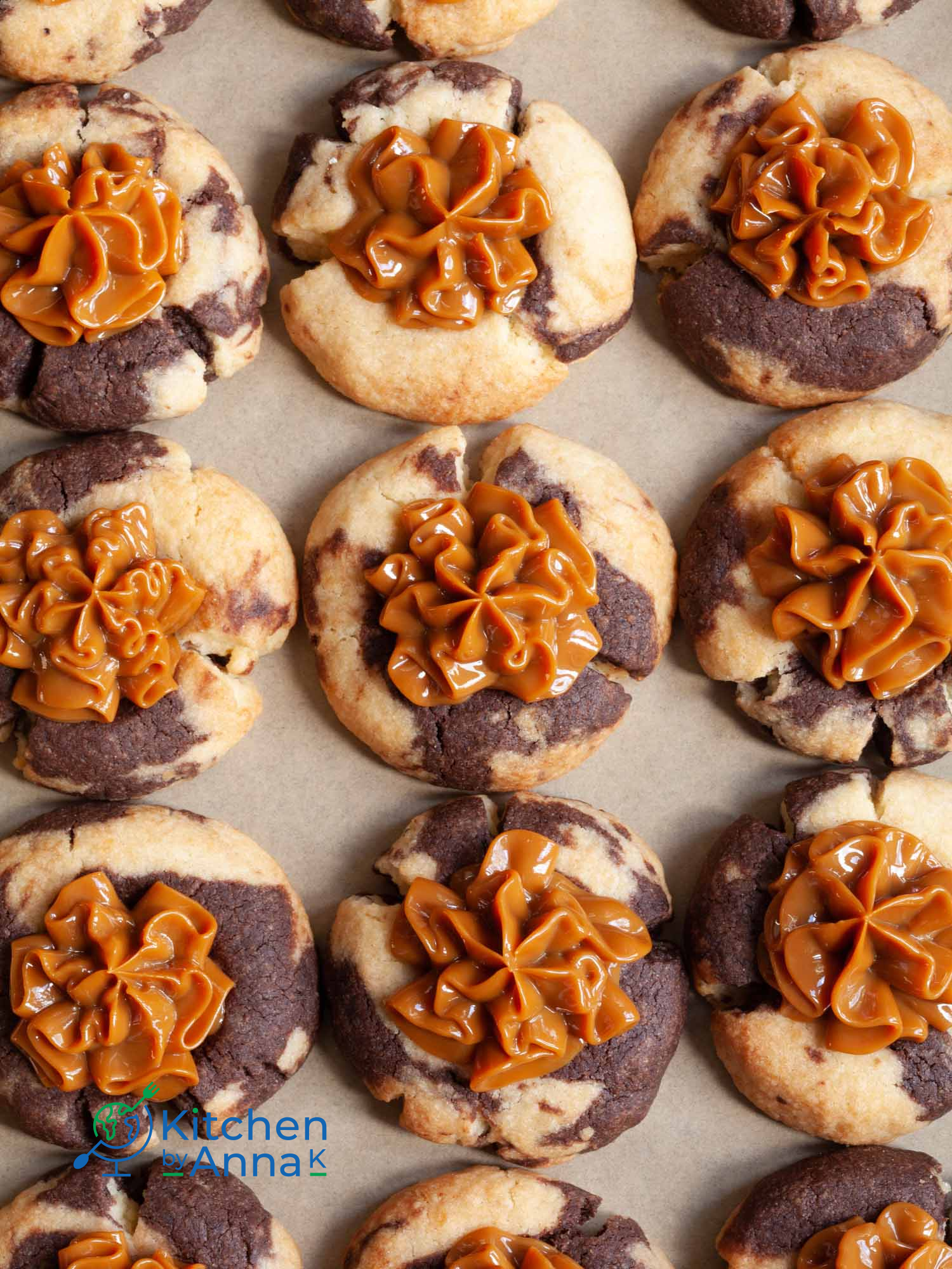 Marble thumbprint cookies with dulce de leche