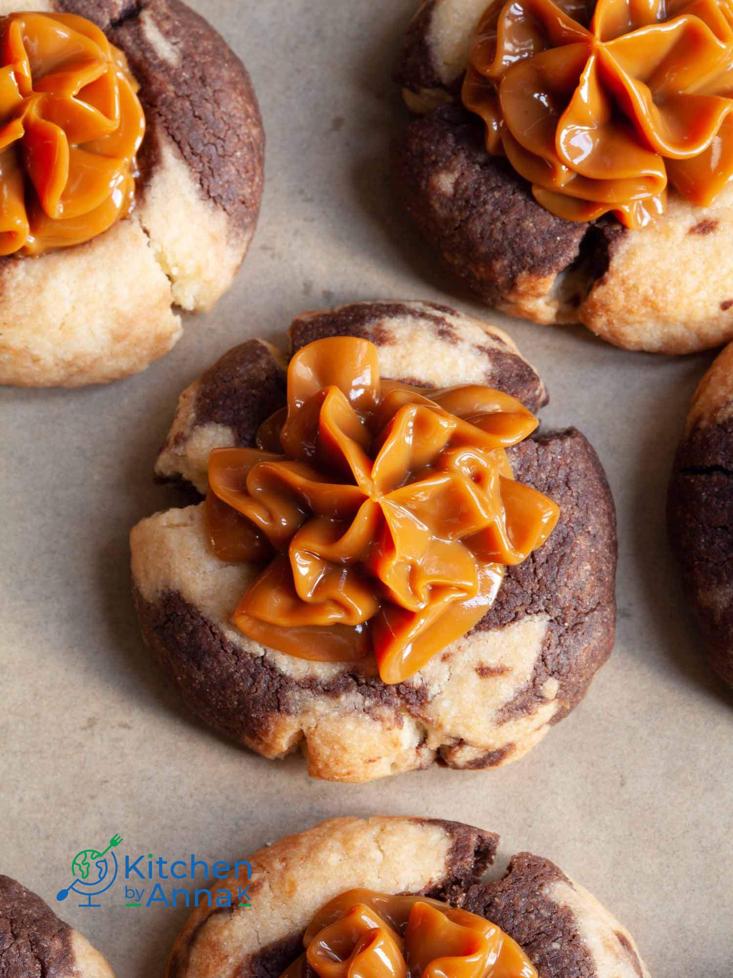 Marble thumbprint cookies with dulce de leche