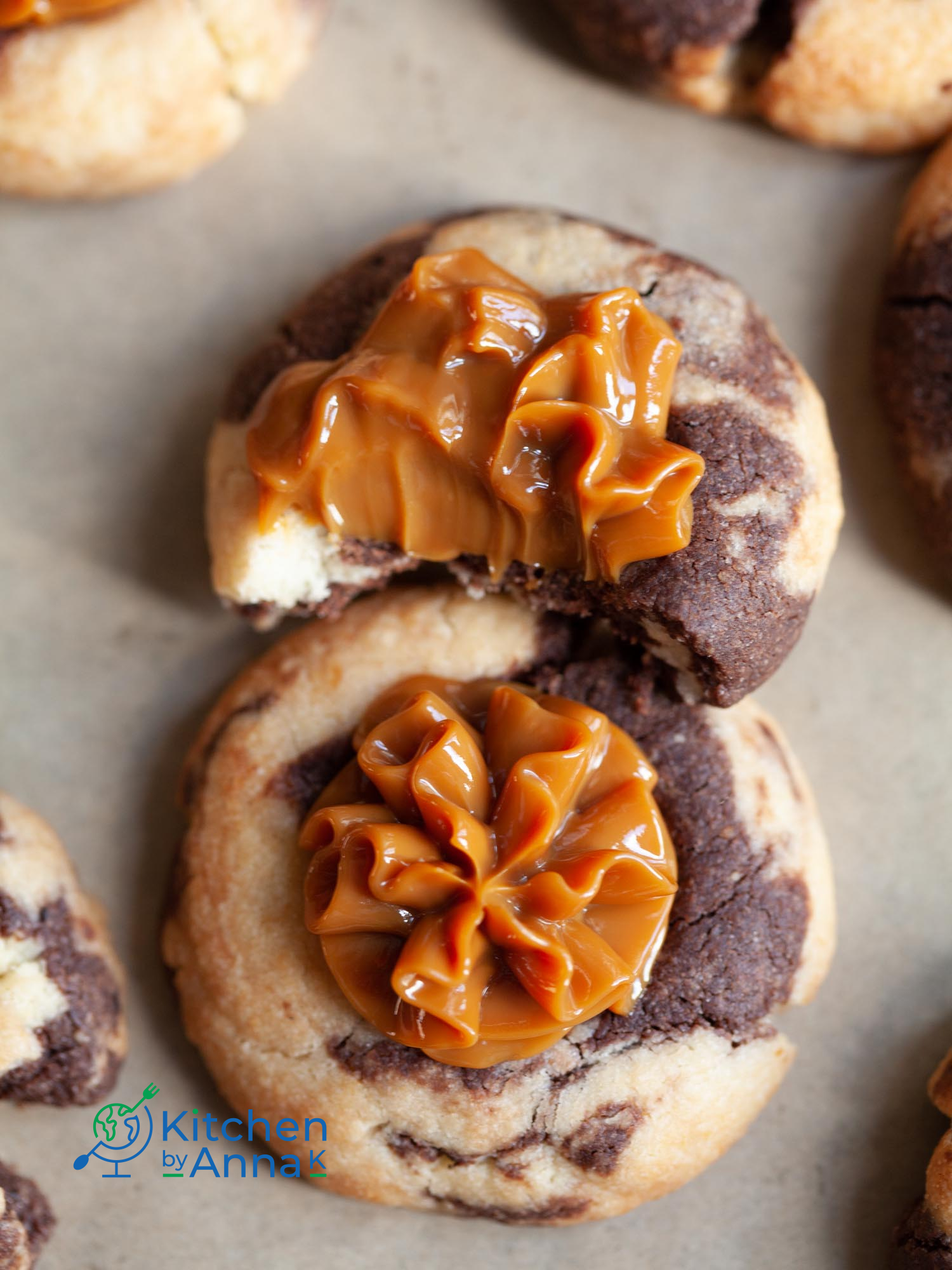 Marble thumbprint cookies with dulce de leche