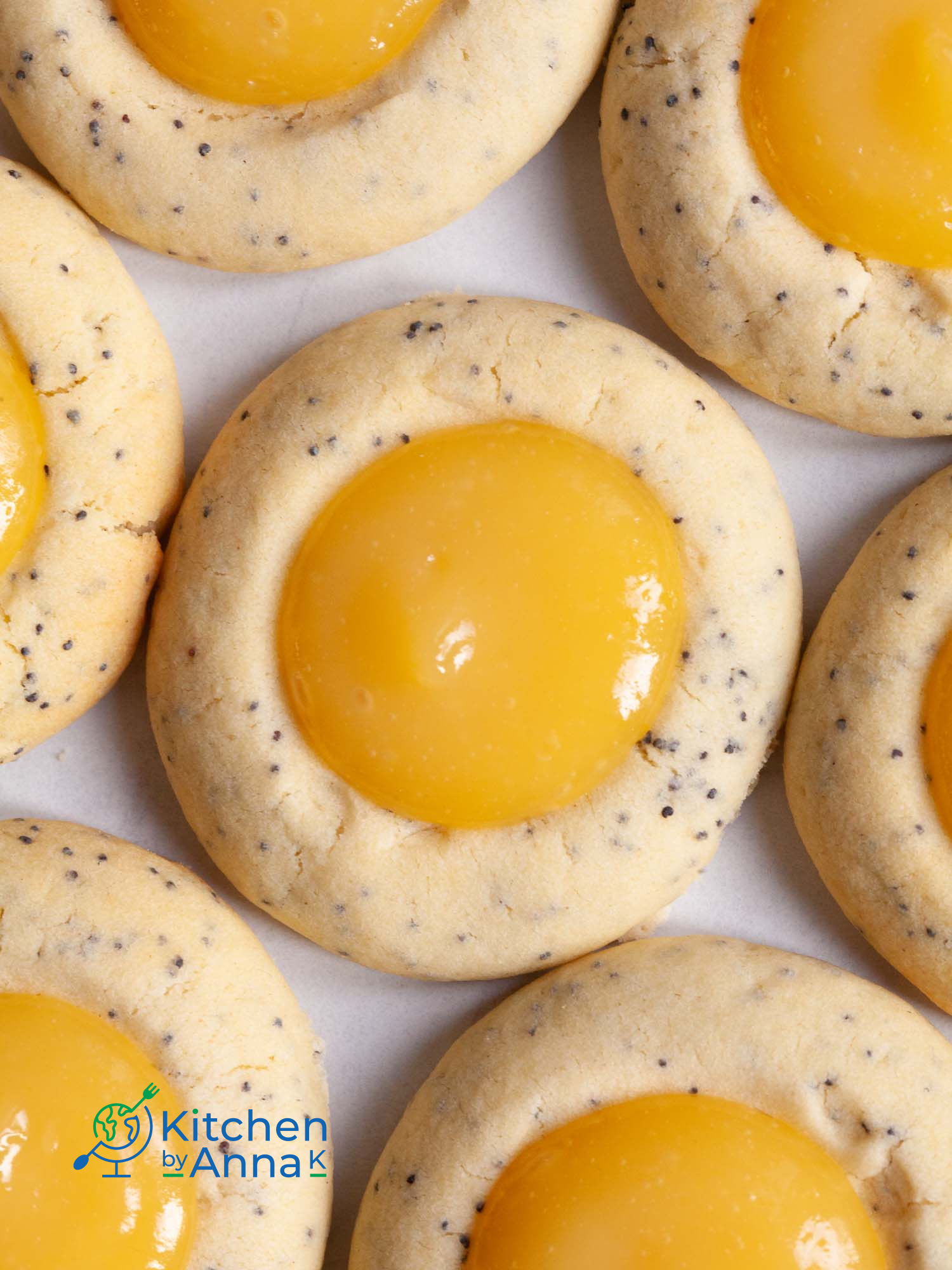 Poppy seeds thumbprint cookies with lemon curd