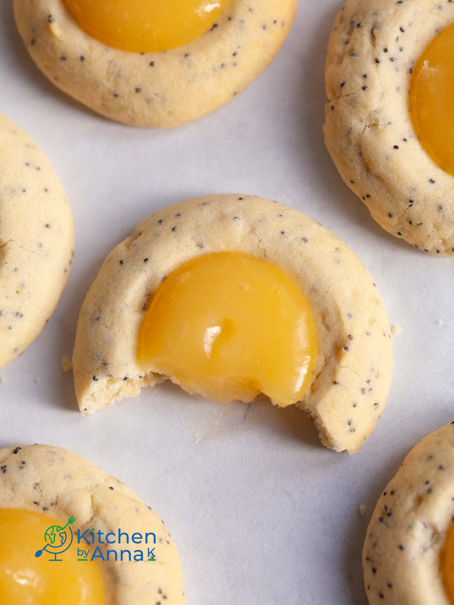 Poppy seeds thumbprint cookies with lemon curd