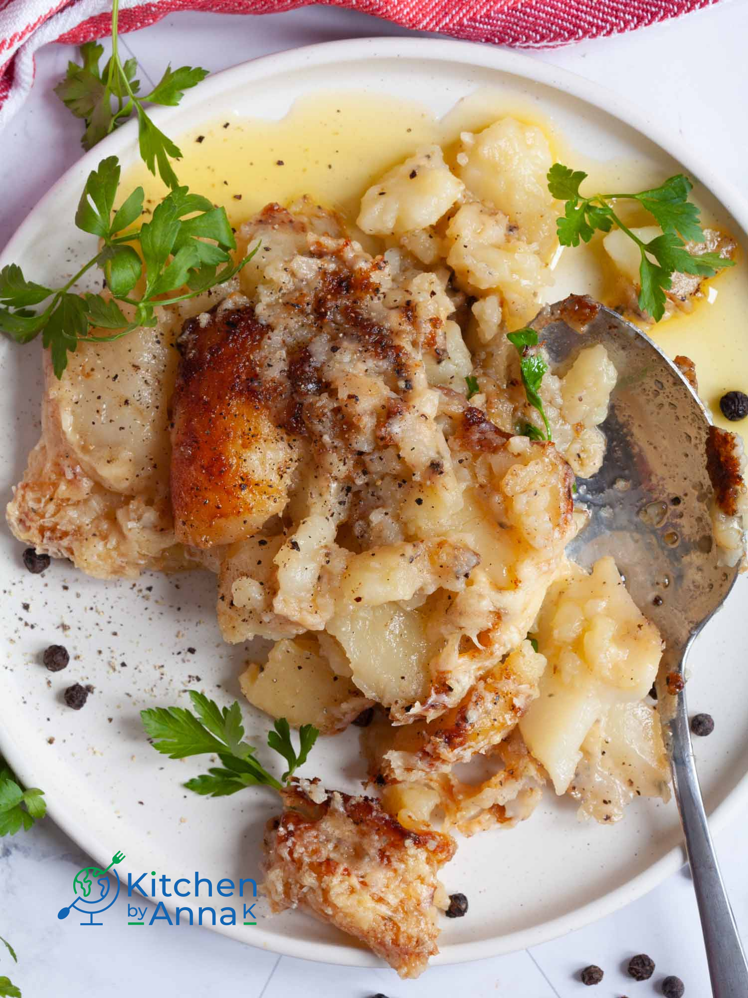 Potato bake with black pepper cream and Pecorino cheese