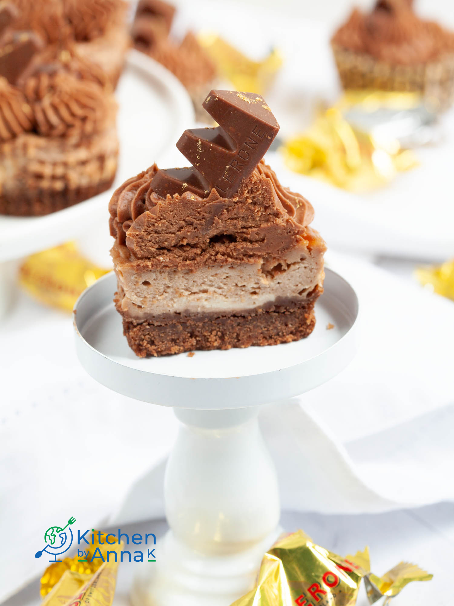 Mini toblerone chocolate cheesecakes