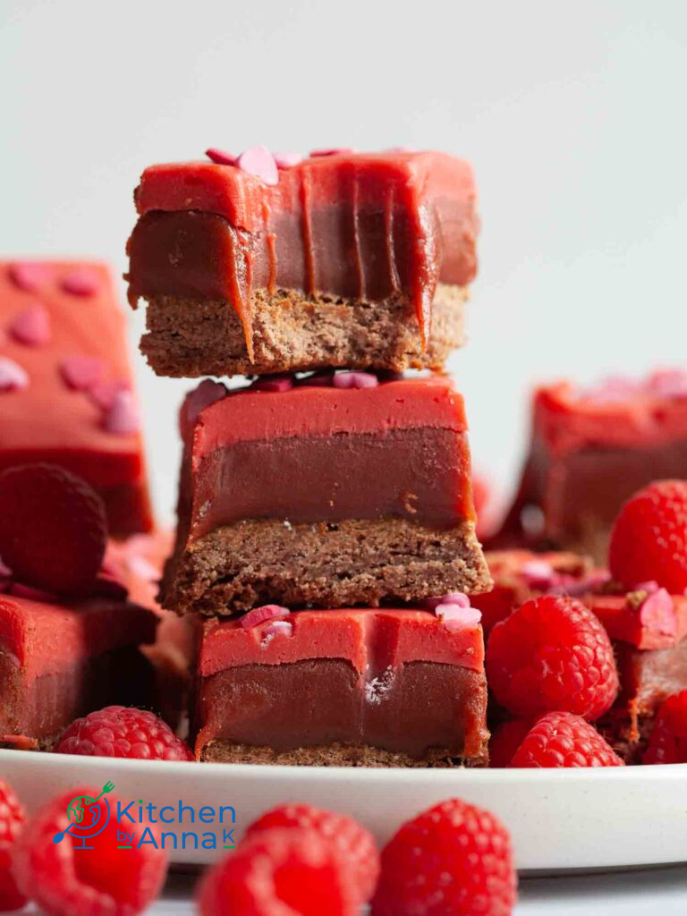 Raspberry millionaires caramel shortbread