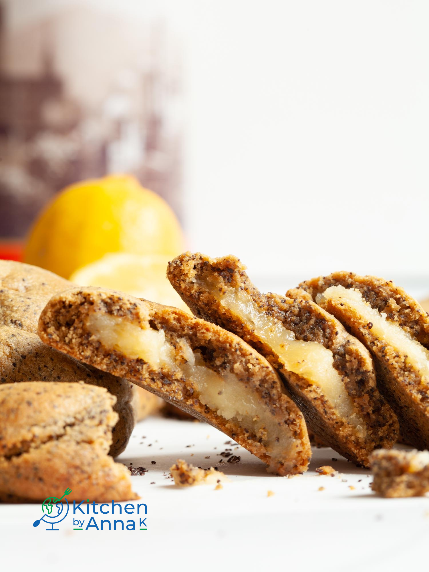 Poppy seed cookies stuffed with lemon curd