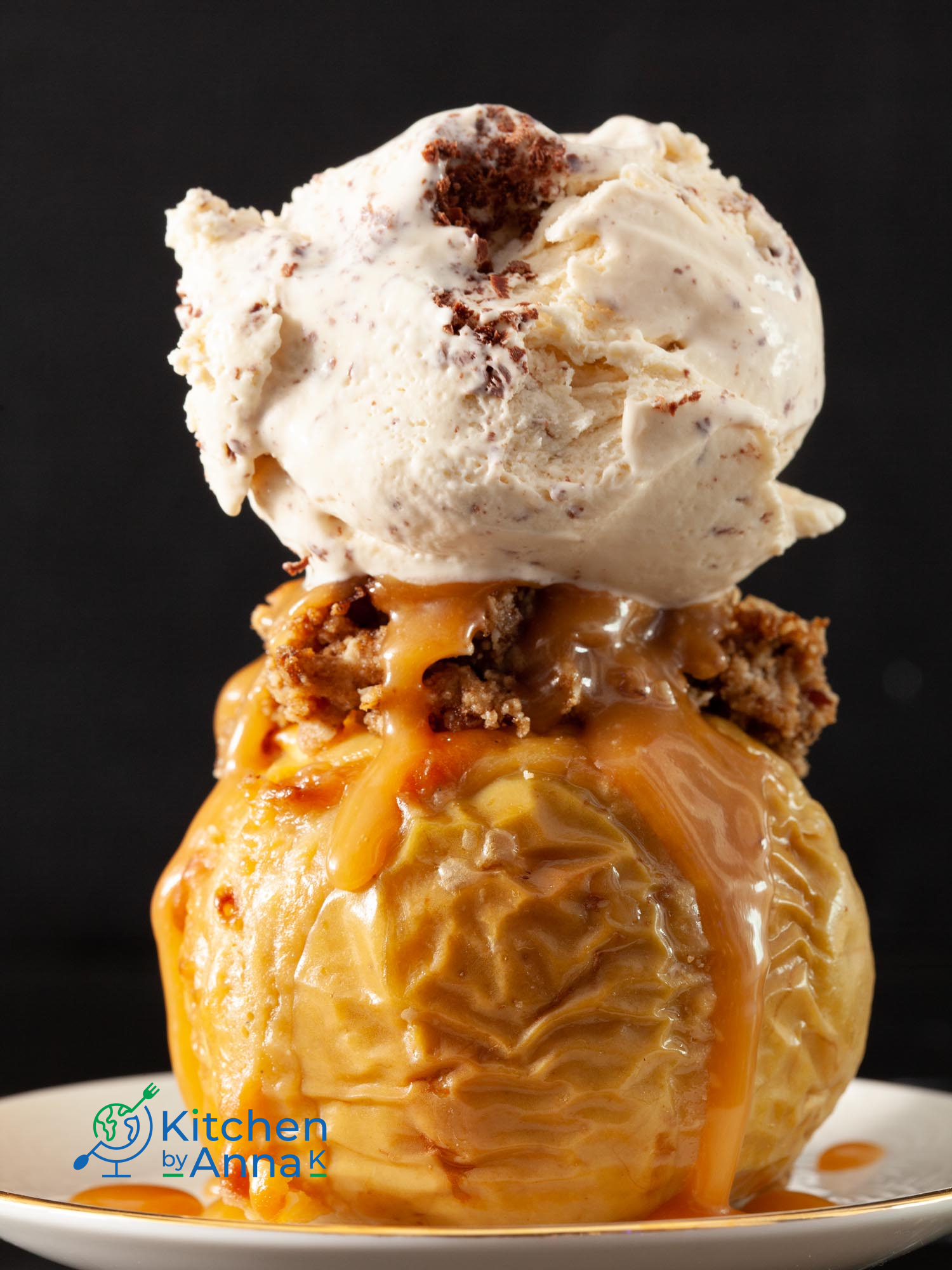 Baked apples stuffed with salted caramel cheesecake