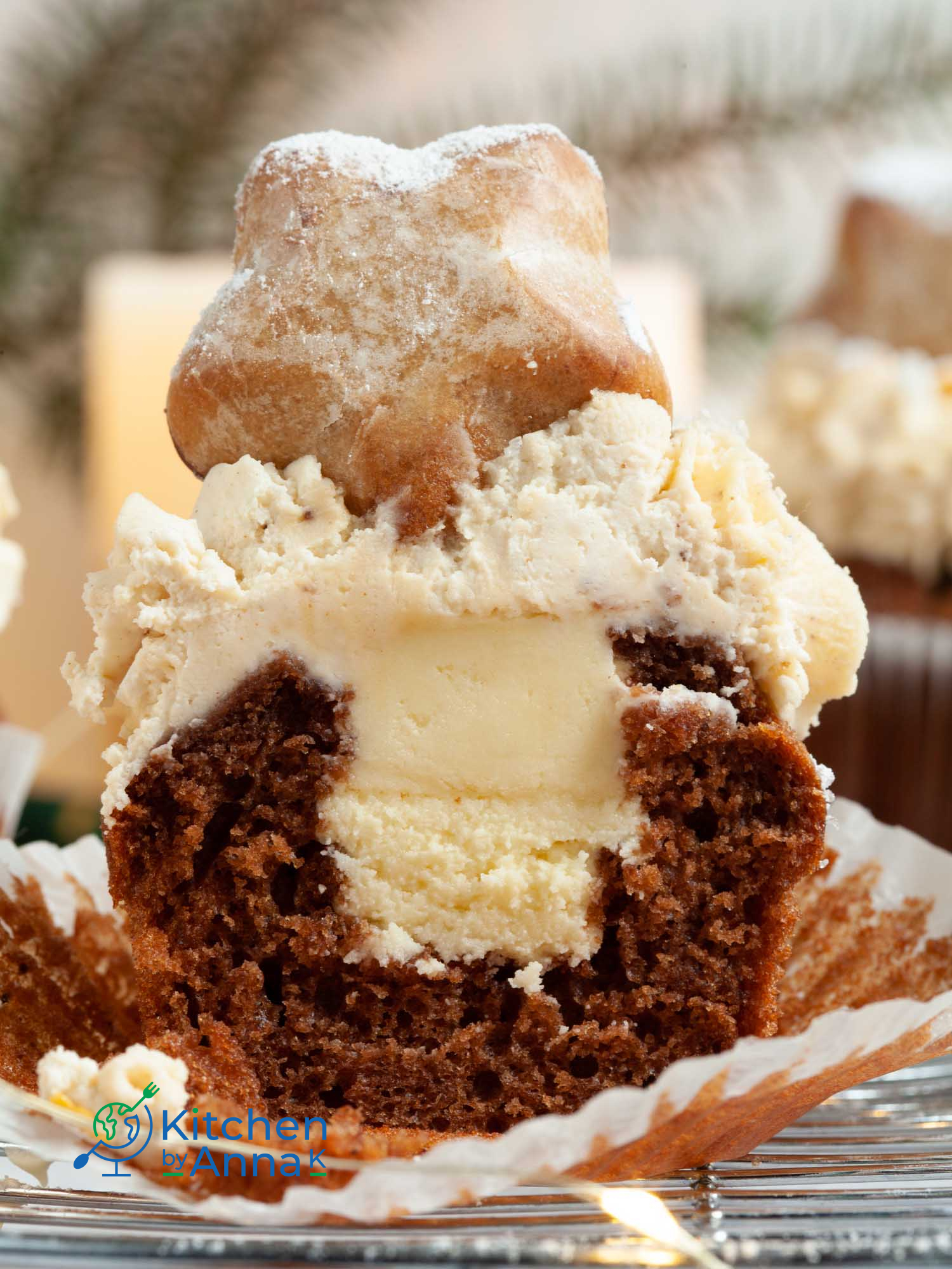 Gingerbread cupcakes with spiced white chocolate ganache