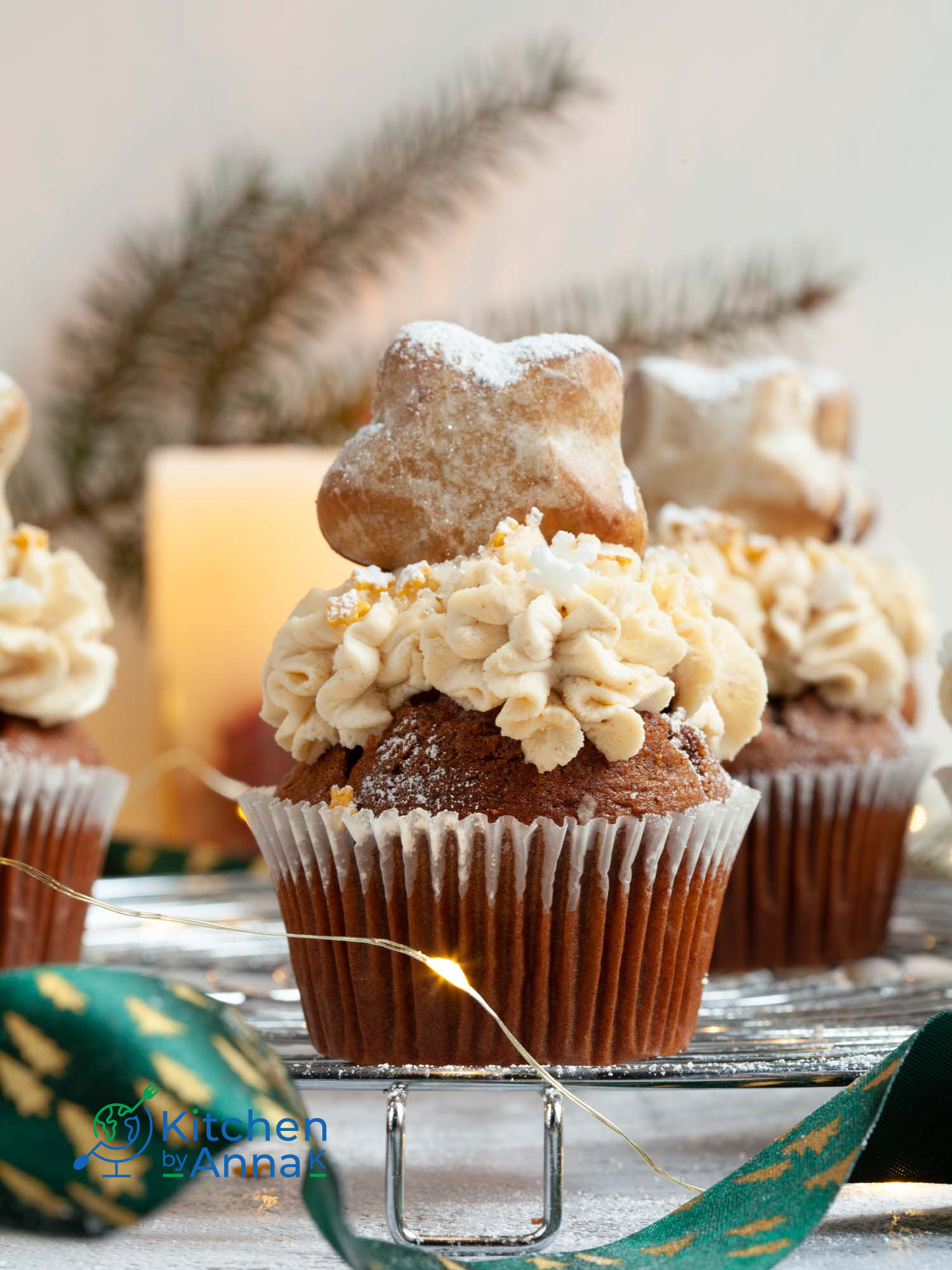Gingerbread cupcakes with spiced white chocolate ganache
