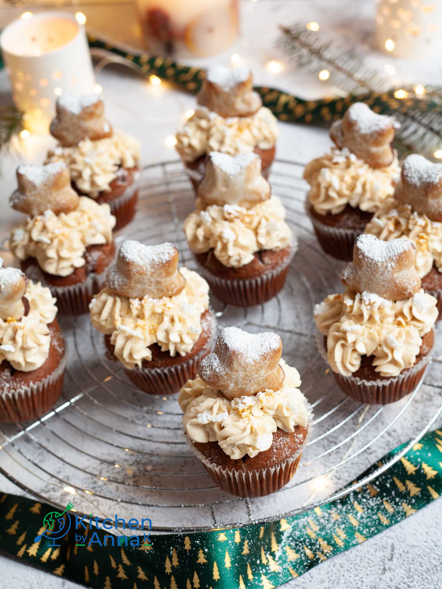Gingerbread cupcakes with spiced white chocolate ganache