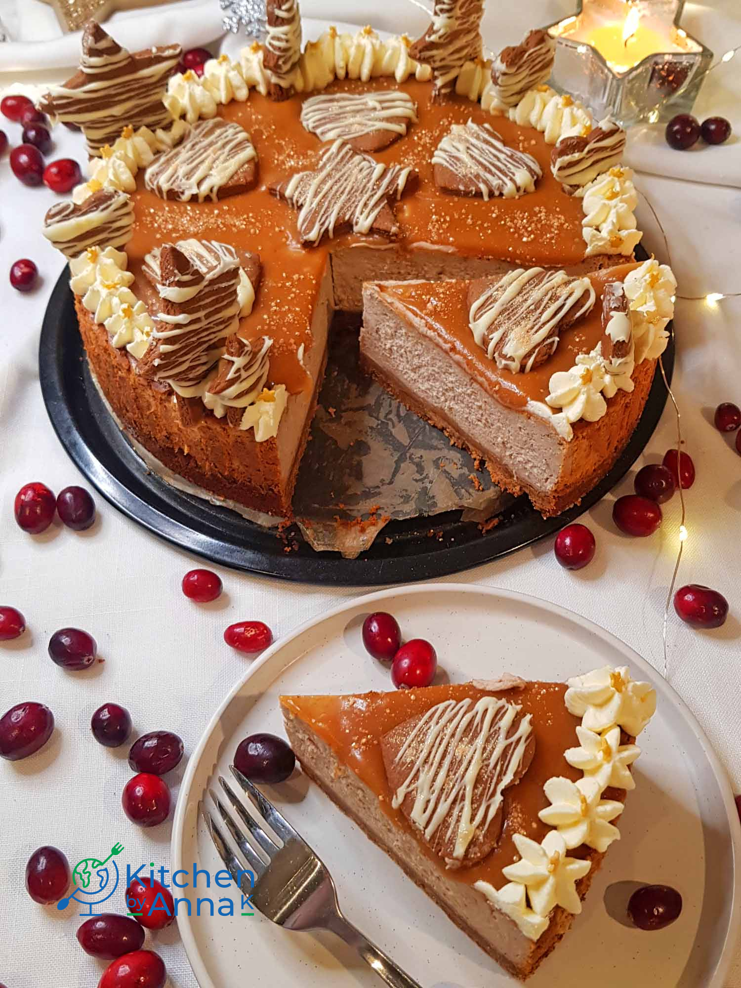 Gingerbread cheesecake with salted caramel