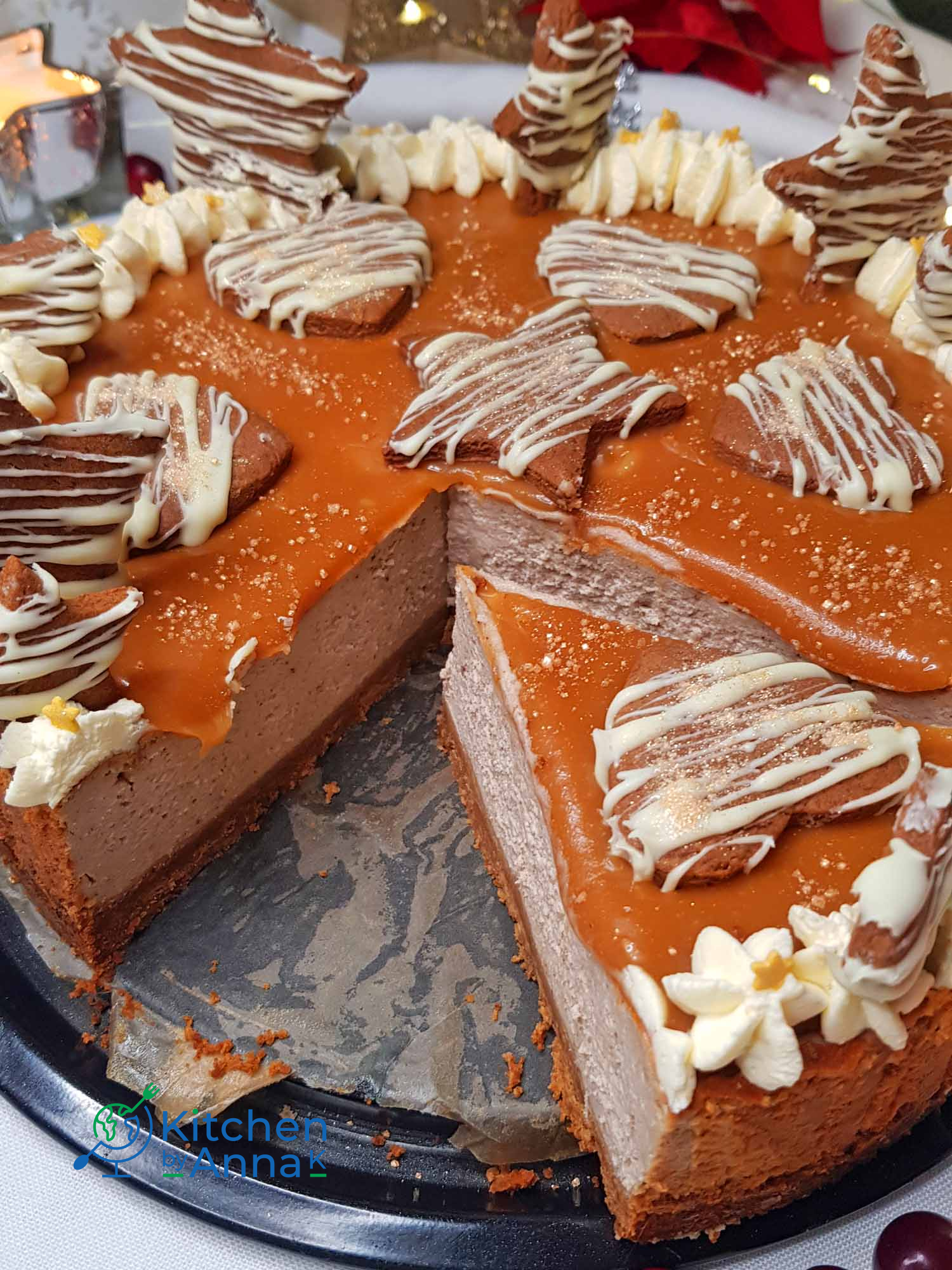 Gingerbread cheesecake with salted caramel