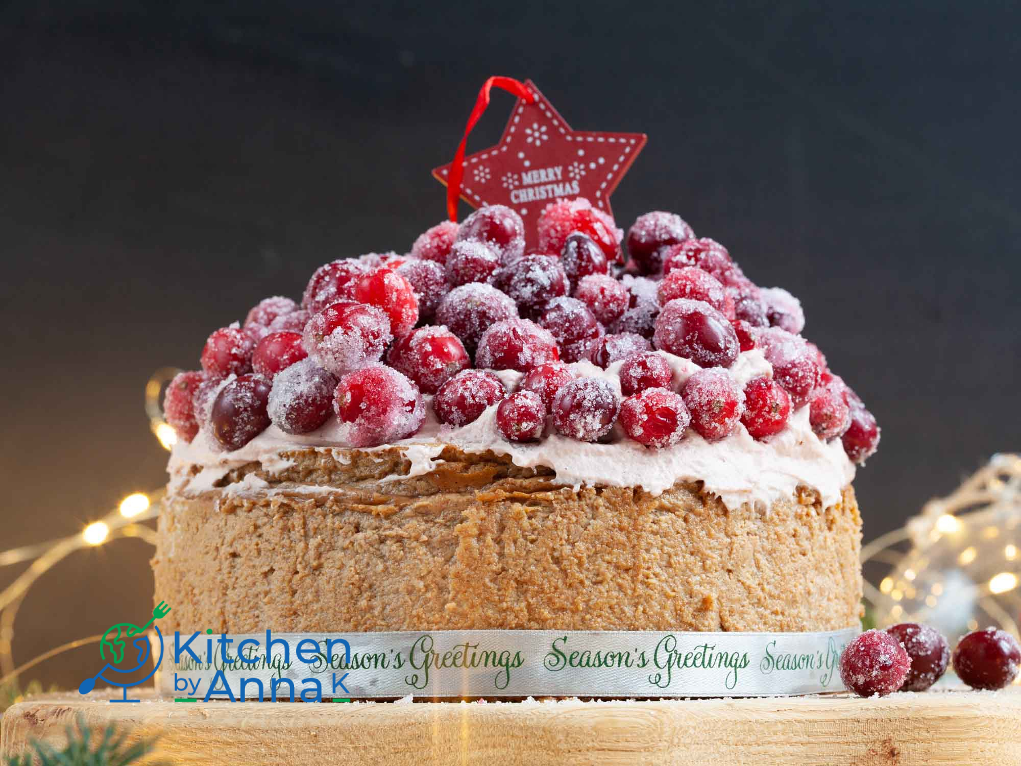 Chai and dulce de leche cheesecake with cranberries